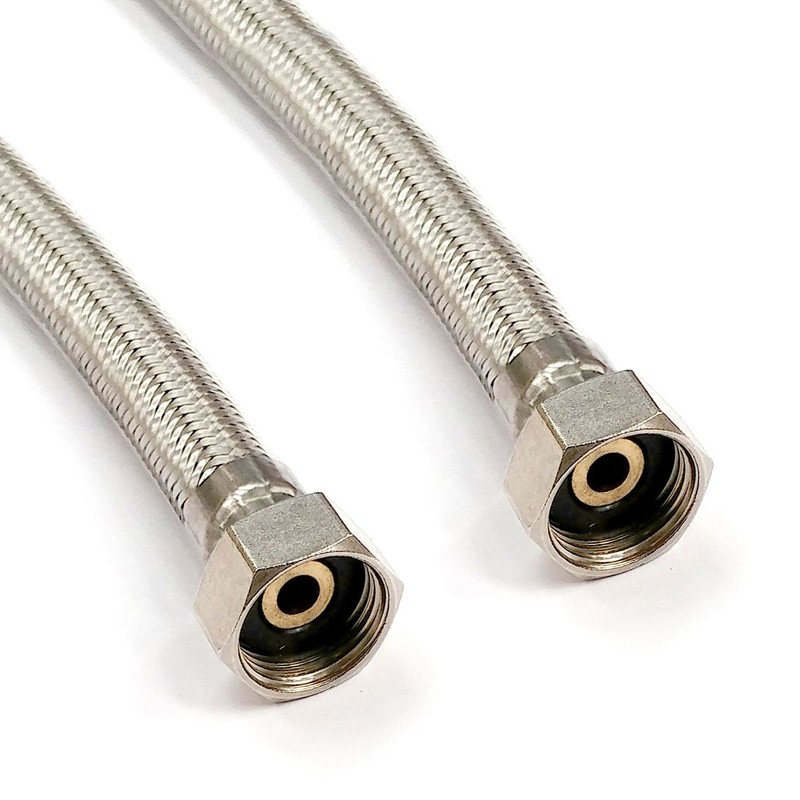 2 x 1/2" x 3/8" 50cm Length Flexi Flexible Connector