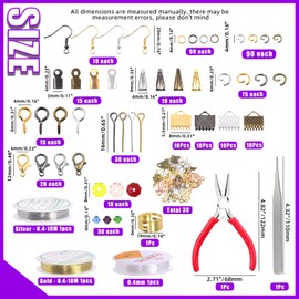 Swpeet 1617Pcs Jewelry Making Supplies Kit with Jewelry Making Tools, 40 Styles Jewelry Findings, 6 Colors Jewelry Bead and Charms, with Jewelry Pliers, Jewelry Wires, Tweezers and Jump Ring Opener