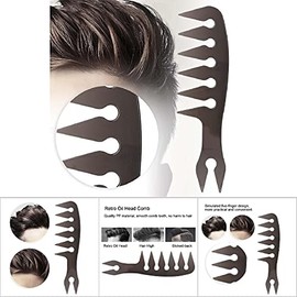Peine para el Cabello con Aceite, ANGGREK Portátil para Hombres Grande Ancho Aceite Cabello Peine de Peluquería Mango Largo Peinado Textura Peine...  