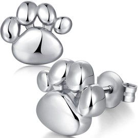 Paw Stud Earrings Jiahanzb Paw Stud Earrings Sterling Silver Paw Print Stud Earrings Cute Puppy Dog Cat Pet Paw Stud Earrings Fashion Silver Paw Stud Earrings for Women Silver Cat Paw Earrings Studs