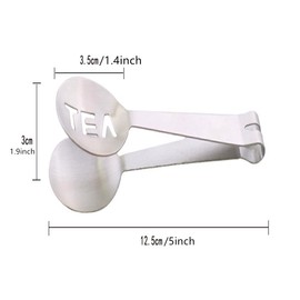 Tea Bag Squeezer, 4PCS Stainless Steel Tea Bag Spoon, Teabag Tong Strainer Holder for Loosing Leaf, Gripping Ice Cube, Sugar (Silver)