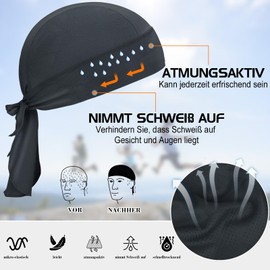 GXCROR Sports Bandana Cap Bandana Headscarf Bicycle Headgear Breathable Absorbs Sweat Hat, Black*2