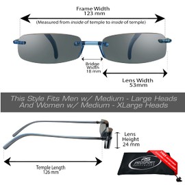 proSPORT 2 Pairs Reading Sunglasses +3.25 Smoke Blue & Brown Brown Combo Tinted Sun Readers Rimless Men Women Light