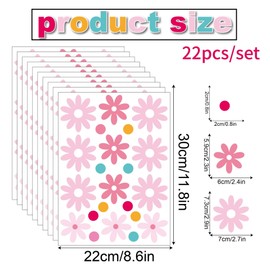 10 Sheets Daisy Wall Stickers for Bedroom Living Room Girls Room Decoration Flower Wall Art Sticker for Kids Room Baby Nursery Room Wall Decals Interior Wallpaper PVC Murals