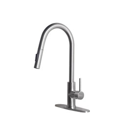 Trywell Kitchen Faucets Brushed Nickel Stainless Steel Sink Faucet with Pull Down Sprayer Single Handle Modern Faucet with 1 or 3 Hole Deck Plate Water Tap for Kitchen Laundry Rv Bar (CS-101)