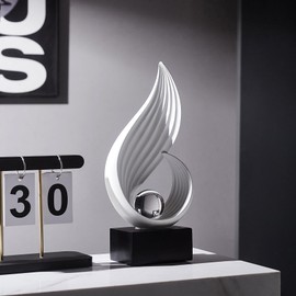 FJS Home Decor Modern White Statue Living Room Decor, Resin Shelf Decor Accents, Abstract Art Sculptures Decorations for Bookshelf Dining Room Office Coffee Table TV Stand