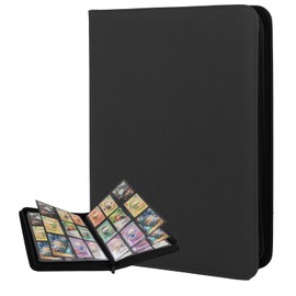 Trading Card Binder 9 Pocket with Zipper, Fvxldcz PU Cover Card Collection Binder 540 Cards Sleek Side-Loading Card Album, Sturdy Card Collection Folder for TCG, MTG, Yugioh, Sport Cards