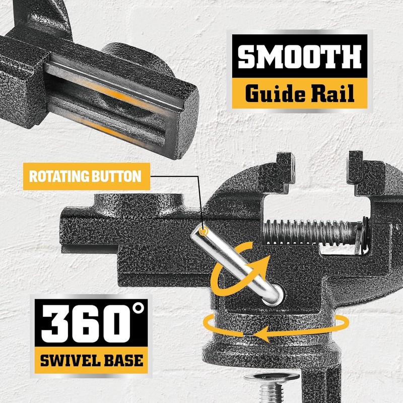 STEINBRÜCKE 3.3"Movable Home Vice Dual-Purpose Combined 360°Swivel Base Work For