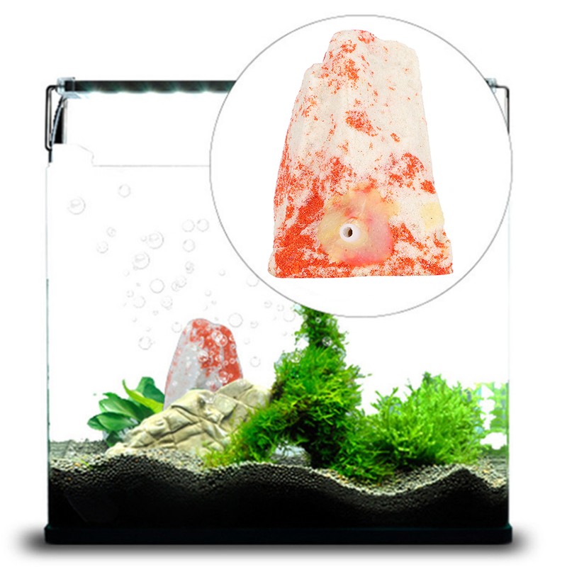 White Red Aquarium Artificial Volcano Bubble Air Stone Fish Tank