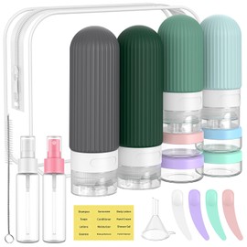 ME.FAN 18 Pack Travel Bottles for Toiletries, TSA Approved Silicone Portable Size Bottle, Refillable Cosmetic Container Kits for Conditioner, Shampoo, Lotion,Face Cream - Blue