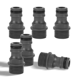 Pack of 6 Hose Connectors, Type Hose, Quick Coupling, Garden Hose, Tap Nipple, G1/2 Male Thread, Quick Coupling Nipple (Plastic)