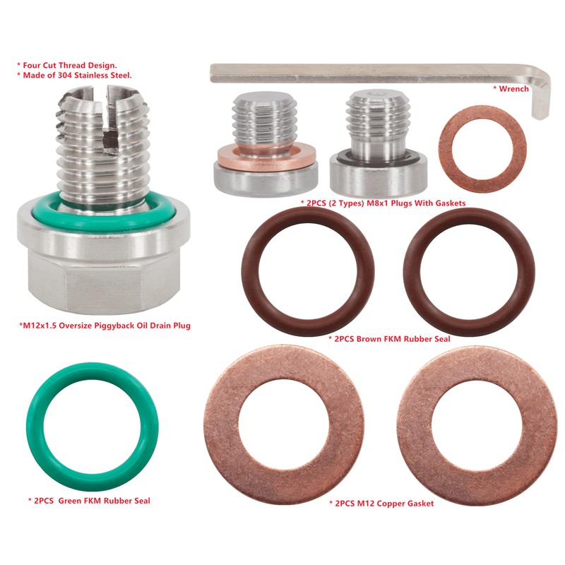 Dsnaduo M12.1-1.5 x 15mm Oversize Piggyback Oil Drain Plug, Stainless