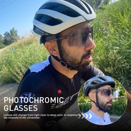 KAPVOE Photochromic Cycling Glasses Men Women Clear Mountain Bike Sunglasses MTB Bicycle Riding Sports Triathlon Running