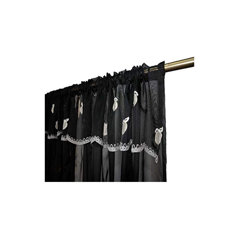Householdfurnishing Embroidered Kitchen Window Pair Curtains Set Rod Pocket with