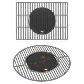 Charkettle Gourmet BBQ System Sear Griddle Replacement, Griddle for Weber Gourmet BBQ System Sear Grate, Compatible with 22" Weber Kettle Grills Weber Spirit II &Genesis II GS4 System, Cast Iron