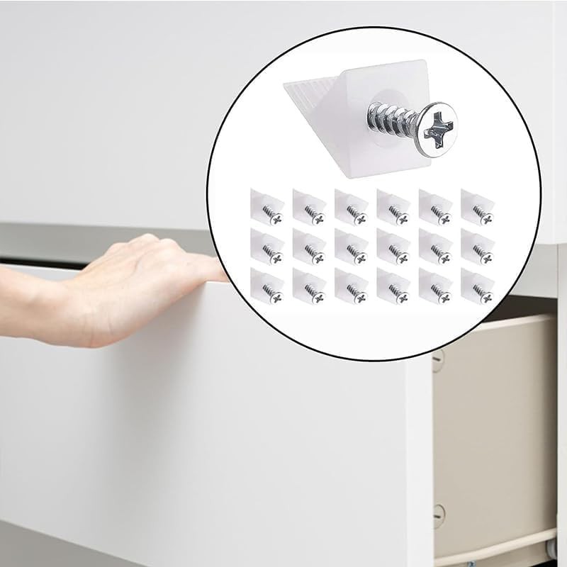 100pcs Drawer Repair Kit, Plastic Corner Brace Angle Code Bracket