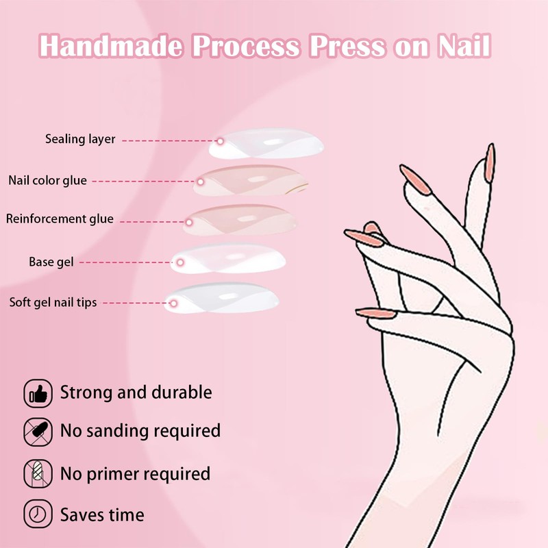 24Pcs Press on Nails, Wsimily Solid Color Stiletto Long Acrylic