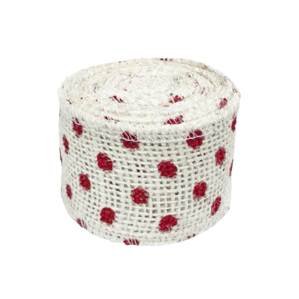 Maker's Craft Polka Dot Burlap Jute Ribbon Roll 5 Yards