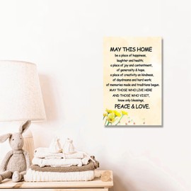 New Home Blessing Canvas Print Quote Painting for Happiness Wall Decor - Framed 8 * 12 inch