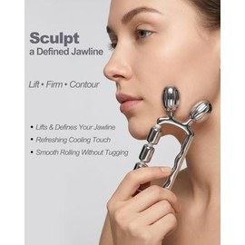 Yeamon 3-in-1 Face Roller for Skin Care, Facial Massager with Cooling Metal, Under Eye Roller for Puffiness, Jawline & Cheek Massage Tool, Gua Sha Set