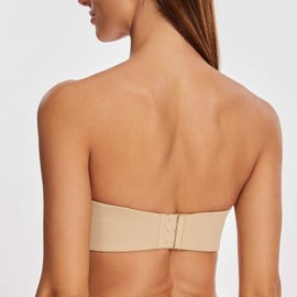 MELENECA Women's Strapless Bra for Large Bust Minimizer Unlined Bandeau with Underwire Beige 32G
