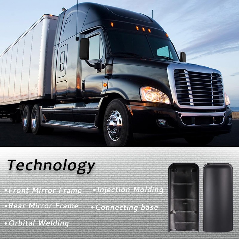 Truck Black Pair Set Mirror Covers Black Housing Door Rearview