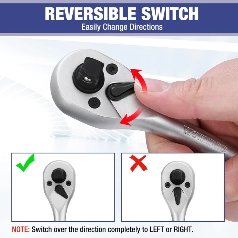WORKPRO 22-Piece Socket Set 1/4, 3/8, 1/2 Inch Drive Socket