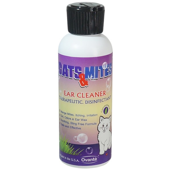 OVANTE Cats n Mite Ear Cleansing Wash for Cats, Kittens with Mange, Itching, Irritation, Gentle and Soothing Ointment - 4.0 oz