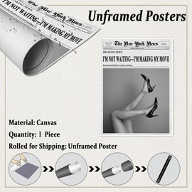 Trendy Newspaper Prints, Retro Bar Cart, Feminist Wall Art, Magazine Cover Aesthetic, Preppy Room Decor bar cart decor-11x14Inch Ready to Hang (Unframed)