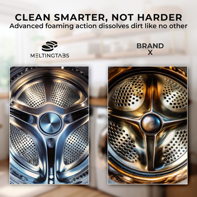 MeltingTabs Washing Machine Cleaner, 6-Pack, Unscented – Fresh Laundry and