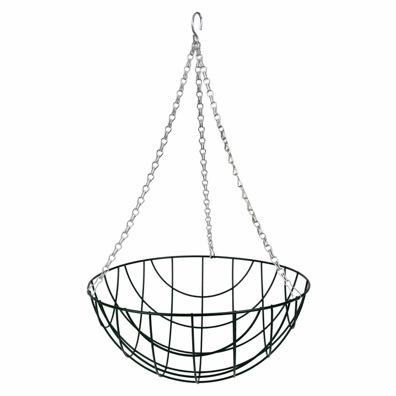 Gardens2you 2 x Traditional 14-inch Green Metal Hanging Baskets