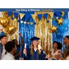 Parxara 4-Pack Blue Gold Foil Fringe Curtain,Party Decoration Streamer