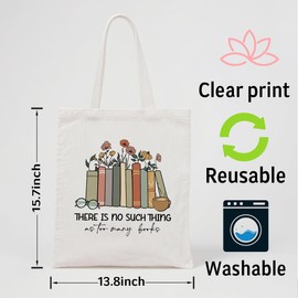 YTTRVHIH Aesthetic Flower Tote Bags, There is No Such Thing as Too Many Doodles, Cute Aesthetic Reading Accessories, Canvas Tote for Women, Great And Useful Gifts for Woman