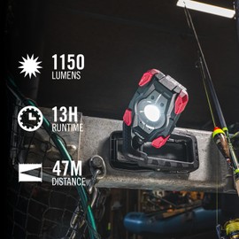 Coast CL10R 1000 Lumen Rechargeable Dual Power Rotating LED Magnetic Clamp Light, Black/Red