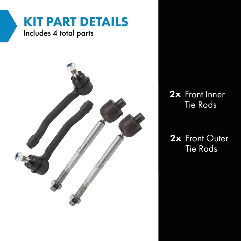 TRQ Inner and Outer Driver and Passenger Side Tie Rod