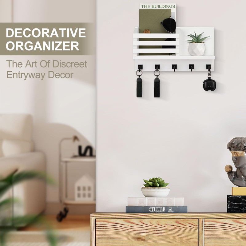 Lucundm Key Holder Wall Mount, Mail Organizer for Wall with