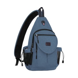 MOSISO Sling Backpack,Canvas Crossbody Hiking Daypack Bag with Anti-theft Pocket, Steel Blue