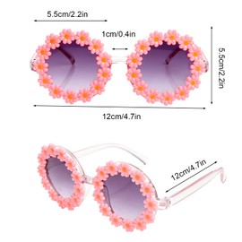 Topbuti Girls Round Daisy Flower Sunglasses Flower Shaped Cute Glasses UV 400 Protection Outdoor Beach Eyewear Girl Boy Gifts (1, Pink)