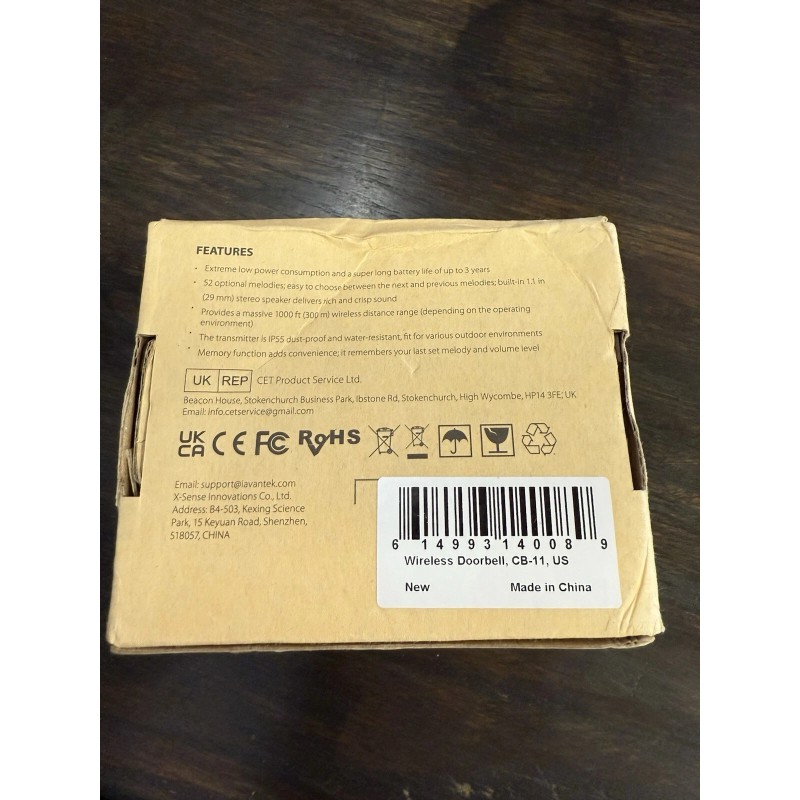 AVANTEK Wireless Door Bell, AVANTEK Mini Waterpoof Doorbell Chime Black