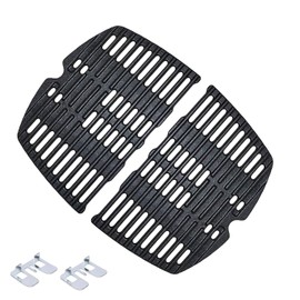 Shengyongh CC7644 (2-Pack) 17 x 12.7 inches Cast Iron Cooking Grid Grates for Weber 7644 Q100 Series, Q140, Q1000 Series Q1200 50060301 386000 50060001 51010001 51060001
