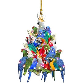 FEILINKA Merry Christmas Ornaments Wooden Hanging Baubles Xmas Tree Pendants Figurines Dog Shark Dolphin Parrot Pendant Decoration