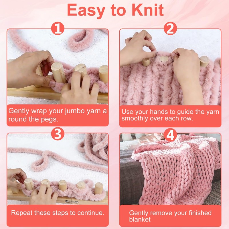 LWITDOG 60" Chunky Blanket Loom Kit, Adjustable Size Chunky Yarn