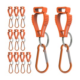 JORESTECH Safety Glove Clip Work Glove Keeper Holder for Construction with Carabiner (12 Units, Orange)
