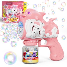 PANACARE Dolphin Bubble Gun for Kids Automatic Bubble Machine with 10 Holes/Lighting/10000+ Bubbles per Minute Portable Bubble Machine with Bubble Solution Birthday/Party Boys and Girls Outdoor Gift