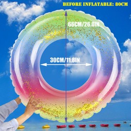 SEDEX Inflatable Ring, Transparent Swim Ring for Adults, Water Inflatable Large Rubber Starry Sky Pool Ring with Sequins, Beach Rings, Cool Summer Floaties for