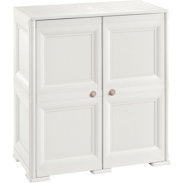CleverMade OMNIMODUS Cupboard-2 MOD Wood-Finish Doors-Cream Cabinet, S