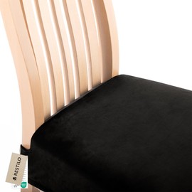 RESTILO Chair Cover Seat for Chairs, Open Back, Removable, Washable Seat Cushion Cover, Dining Room Chair, Stretch Seat Protector Cover for Home, Dining Room, Restaurant, Hotel, Sento Black