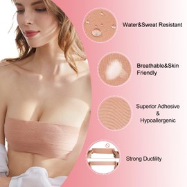 ONEINHE Skin Boob Tape, Boobs Lift Tape, 5M Invisible Breast Lift Tape with 12Pcs Nipple Covers for Large Breasts
