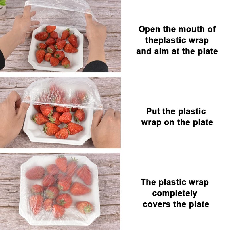 Pack of 100 Transparent Food Storage Bags, Elastic Disposable Storage