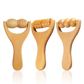 3-teiliges Rollenmassagegerät, Holzroller-Kugelmassagegerät, Beinmuskel-Entspannungsgerät, Muskelmassagegerät, geeignet für Erwachsene